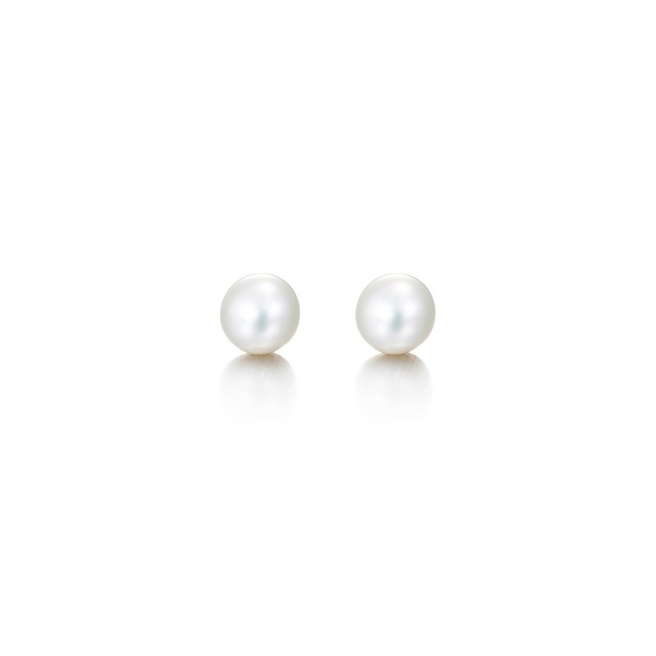 5mm White Freshwater Pearl Earrings made with solid 925 Sterling Silver