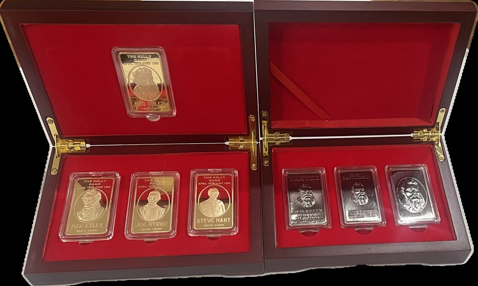 NED KELLY & GANG SET OF 4 X 1-OZ INGOTS & NED KELLYSet Of 3 x 1oz Ingots R