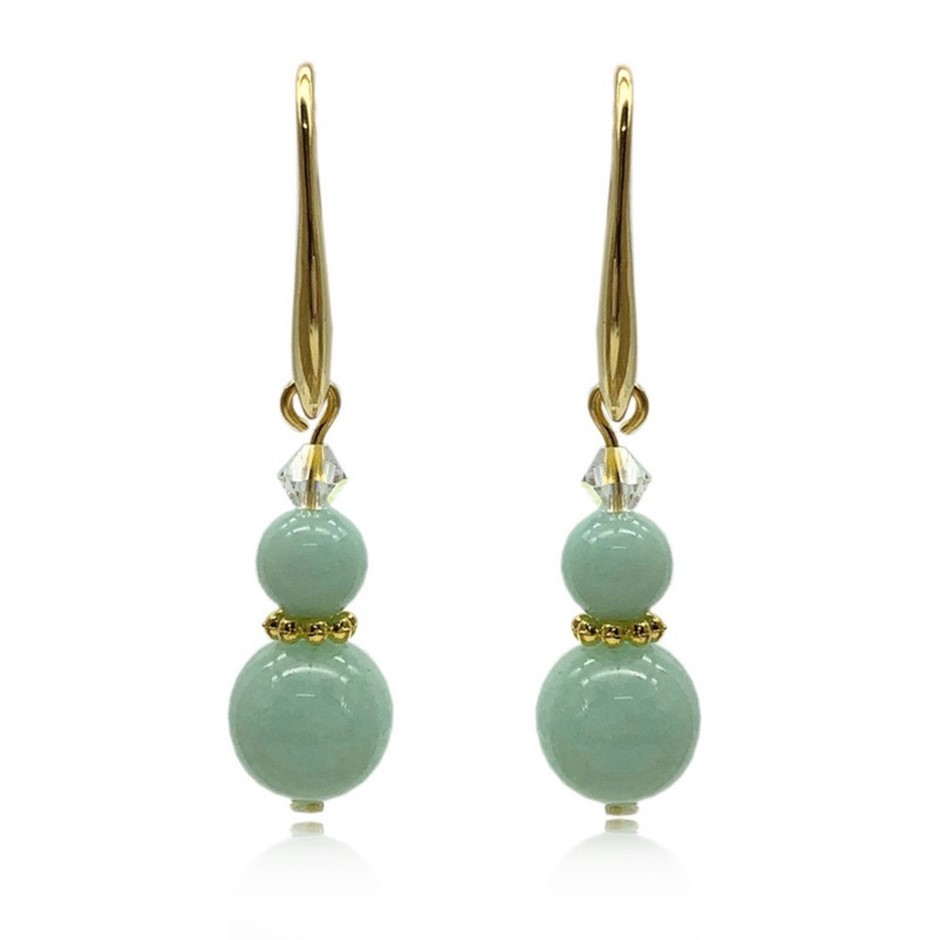 Malaysia 'Jade' Quartz Aquamarine Colour Gemstones Swarovski® Earrings