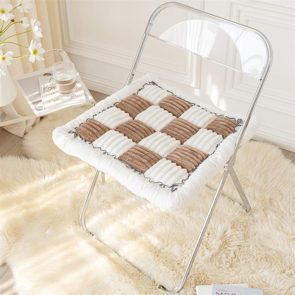 YOOVAT Plaid Square Mat or Couch Cover, Cream Dark Coffee, 70 x 210 cm. Bu