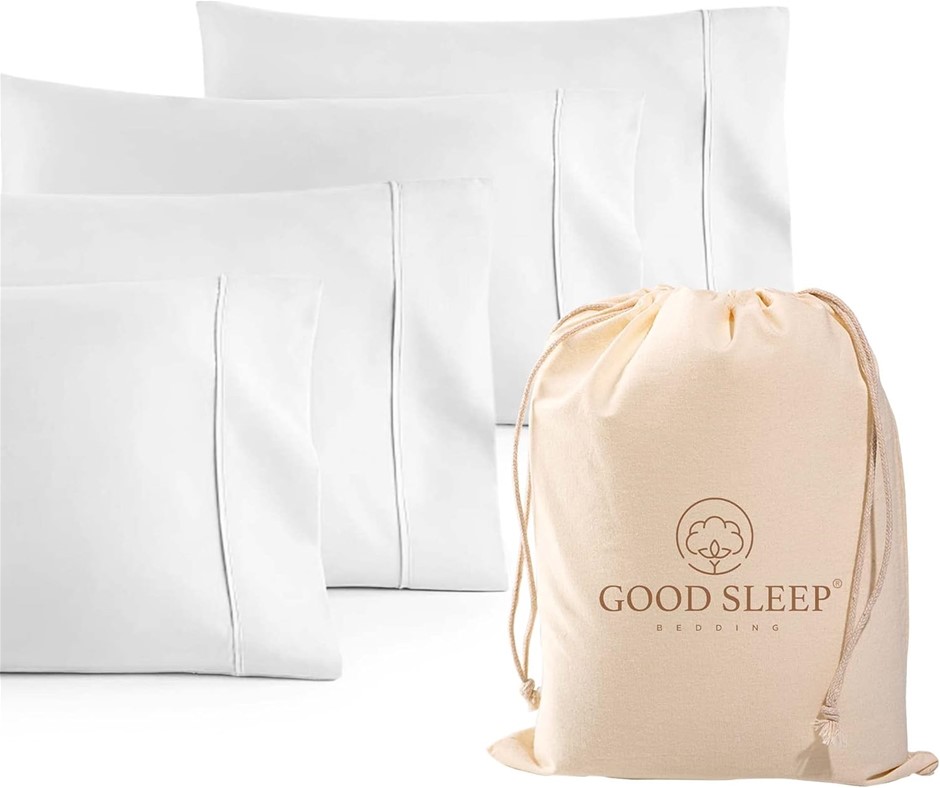 GOOD SLEEP Cotton Pillow Cases with Long Staple Cotton & Sateen Weave, 1000