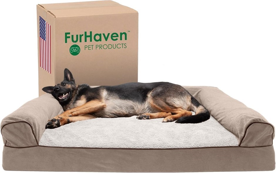 FURHAVEN Cooling Gel Dog Bed for Large Dogs (Up to 125 lbs) – Cream, XXL, W