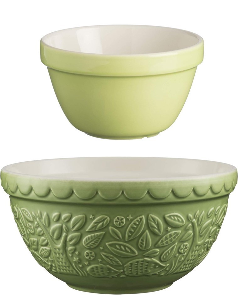 MASON CASH Green Mixing Bowls: In The Forest Hedgehog (21 cm) & Colour Mix