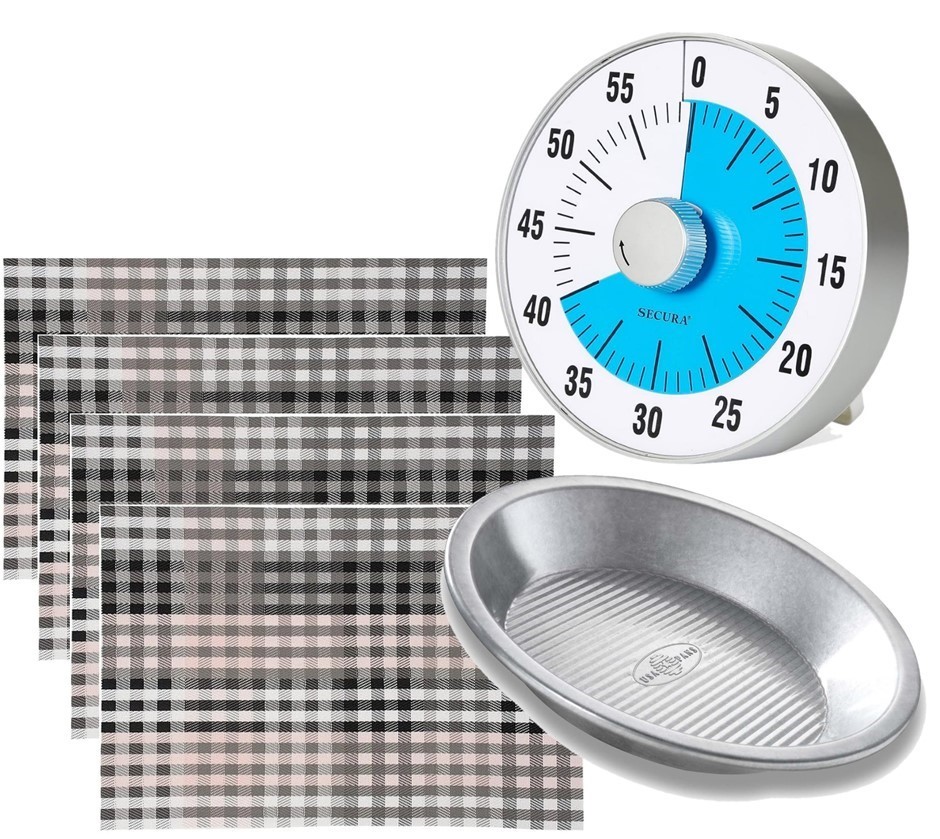 KITCHEN BUNDLE: USA Pan 23cm Steel Pie Pan, Secura 60-Min Magnetic Countdow