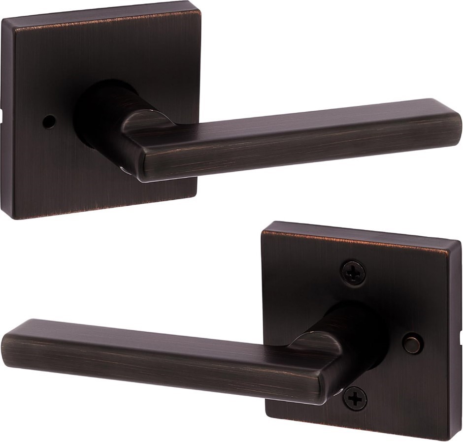 Kwikset Halifax Interior Privacy Door Handle with Lock, Door Lever for Bath