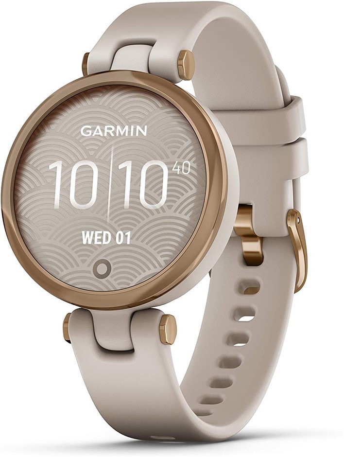 GARMIN Lily Sports Smartwatch, 34mm Case, Rose Gold Aluminium Bezel & Sand