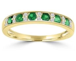 9K Yellow GLD 0.10CT HI I1 DIAMOND EMERALD RNG