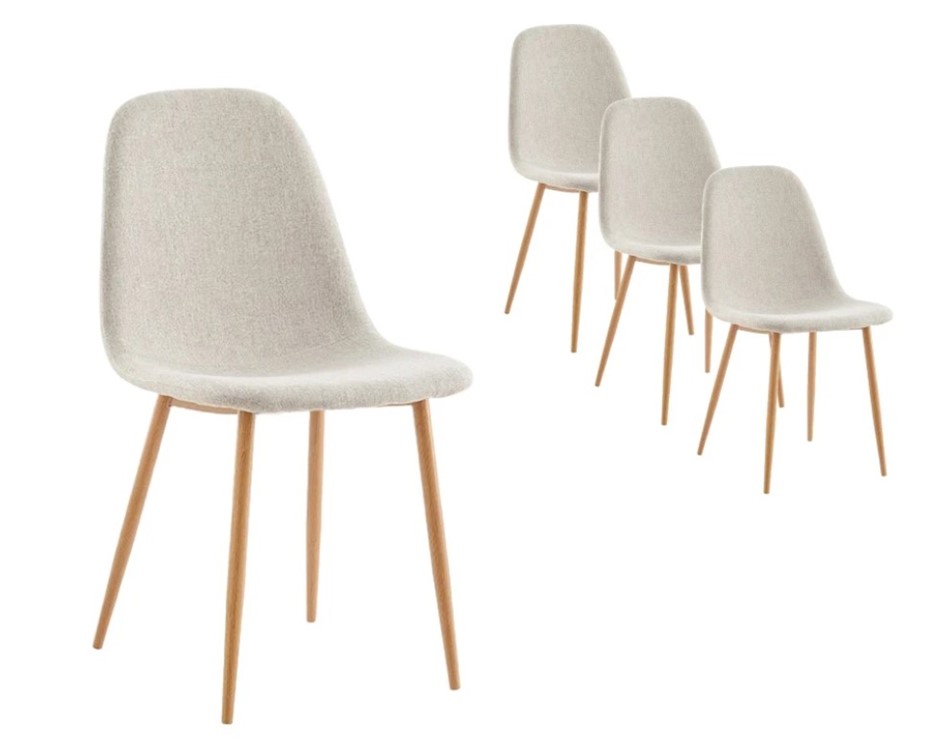 OVELA Set of 4 Lucas Dining Chairs, Beige.