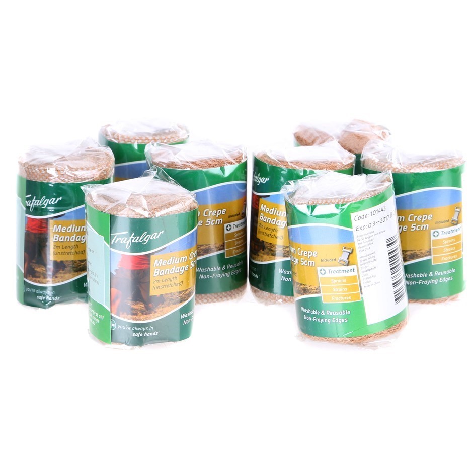 6 x Packs of 6 TRAFALGAR Medium Support Crepe Bandages 5cm.
