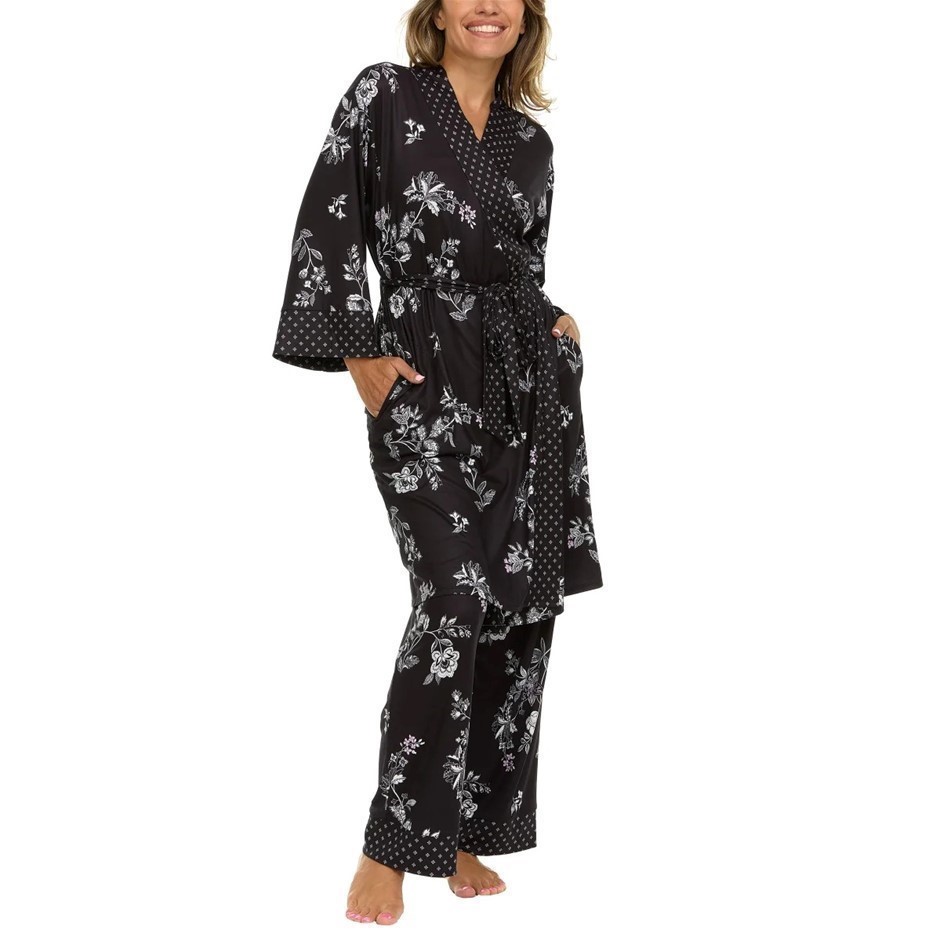 FLORA NIKROOZ Women's 3pc Lounge Set, Size L, Black. Buyers Note - Discoun