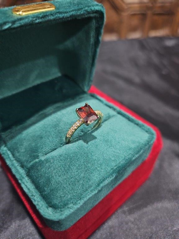 14K/Italy 2.5ct Ruby Emerald Yellow Gold Filled Ring(Stamped)Quality-9US