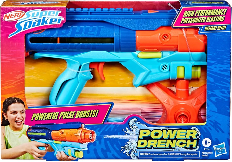 NERF Super Soaker Power Drench Water Blaster, High Performance Pressurized