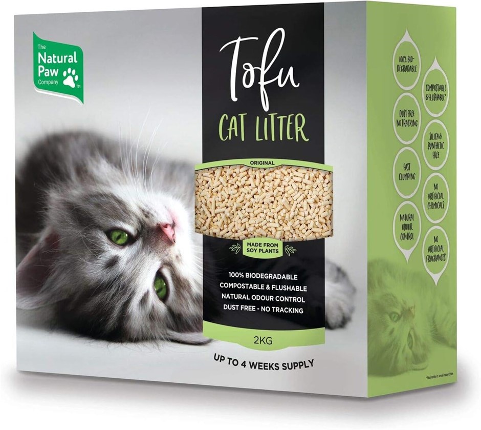 2 X NATURAL PAW CO. Tofu Cat Litter, 2kg. NB: One Box Has Slightly Damaged