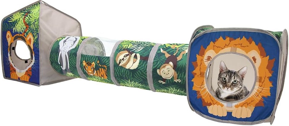 KITTY CITY Jungle Cat Cube Combo, Collapsible Cat Cube, Cat Bed, Tunnel, Ca