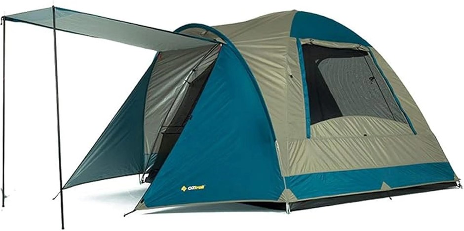OZTRAIL Tasman 4 Person 4V Dome Tent. NB: damaged packaging.