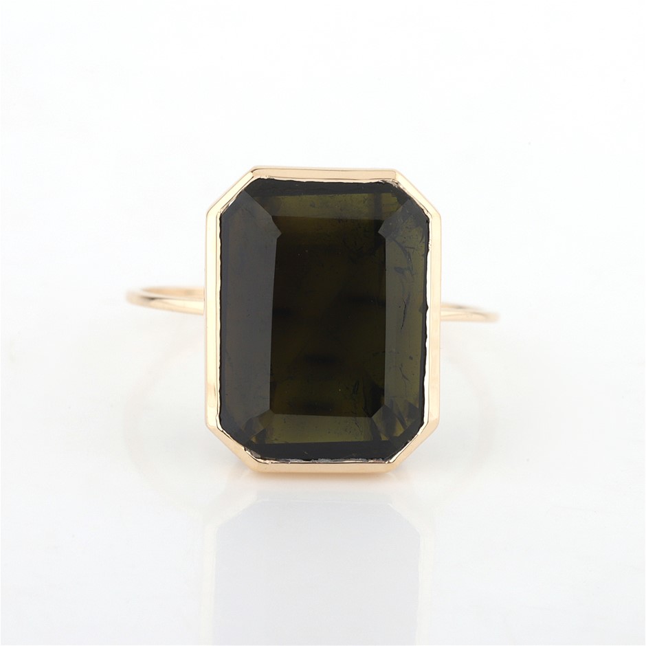 Yellow Gold 5.95ct Natural Tourmaline Ring with Valuation