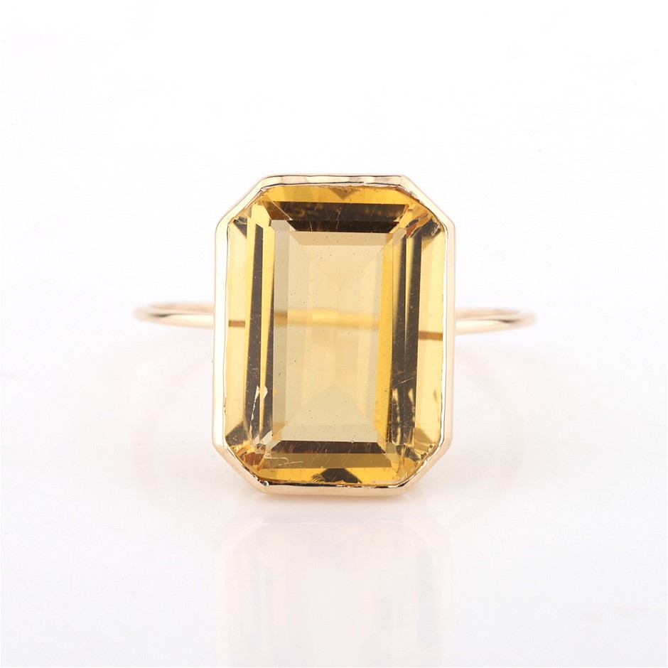 Yellow Gold Natural Citrine Ring with Valuation