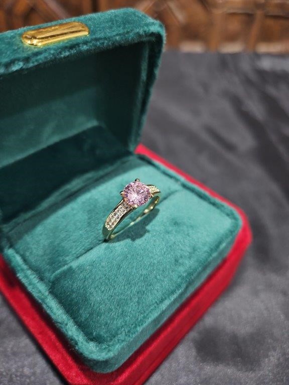 14K/Italy 1.0ct Pink Yellow Gold Filled Ring(stamped)Warranty Quality-7US