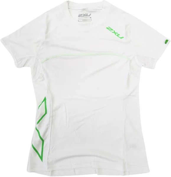 3 x 2XU Women's Sailing Short Sleeve Fibretech Tee, Size 2XL, White/Green,