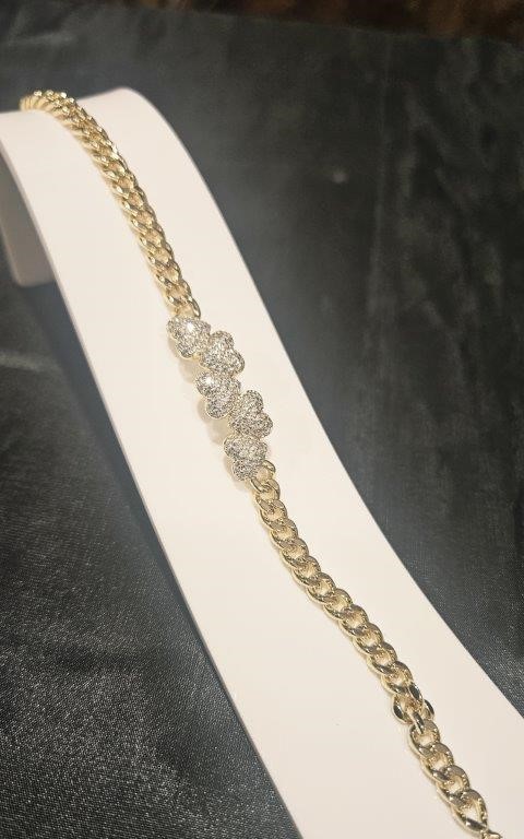 18K/ITALY Yellow Gold Filled Heart Bracelet -Quality Guarantee-18cm