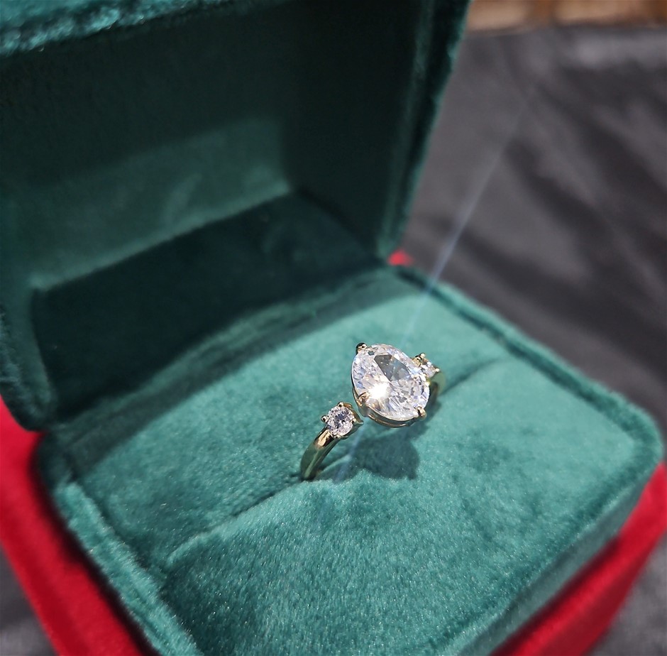 14K/Italy 3.0ct Oval Cut Yellow Gold Ring(stamped)Warranty Quality-8US