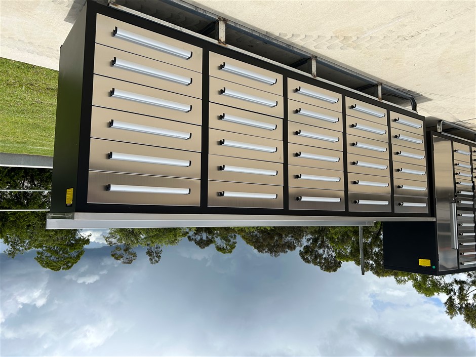 30 Drawer Stainless Steel Work Bench (Low Type) (Unused)