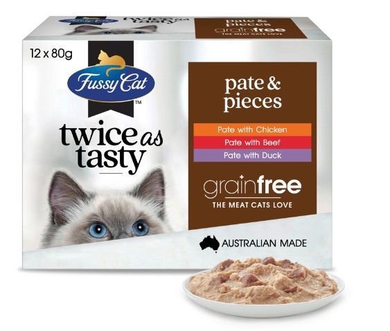 4 x Box of 12pk FUSSY CAT Twice As Tasty, Smooth Pate & Tempting Pieces, Ch