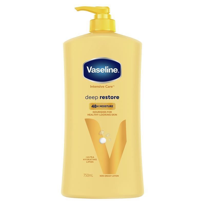 2 x VASELINE Intensive Care Deep Restore Skin Lotion, 750ml. N.B: Minor lea