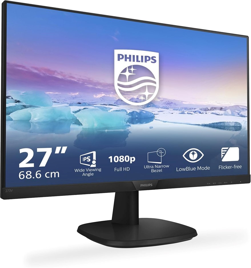 Philips 273V7QJAB - 27 Inch FHD Monitor, 75Hz, 4ms, IPS, Speakers, Smart Im