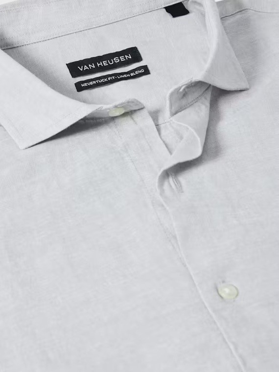 VAN HEUSEN Men's Linen Blend Nevertuck S/S Shirt, Size 2XL, Grey (RCRG), VC