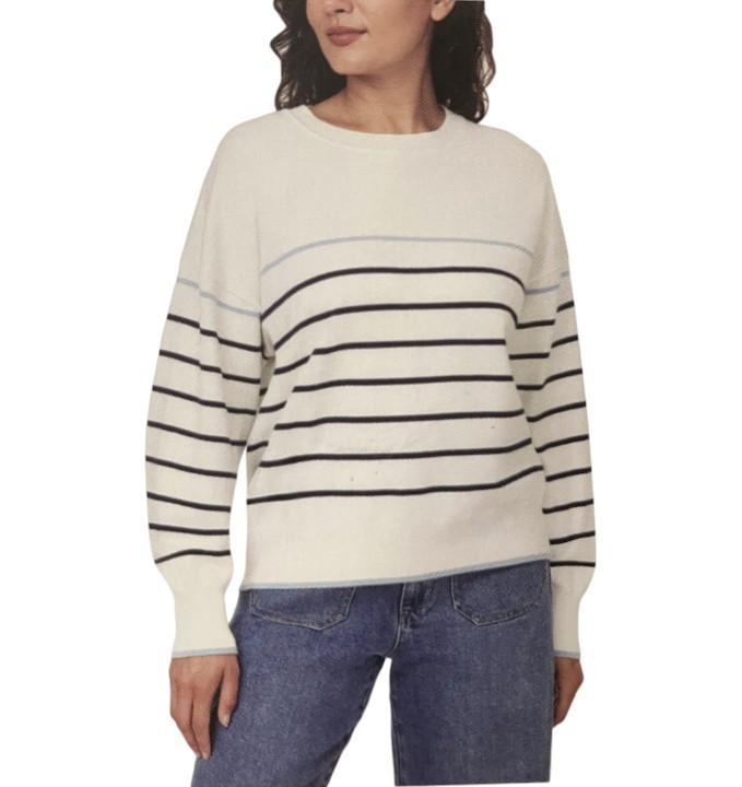 C&C CALIFORNIA Women's Sweater, Size S, White Stripe. NB: faint fountation