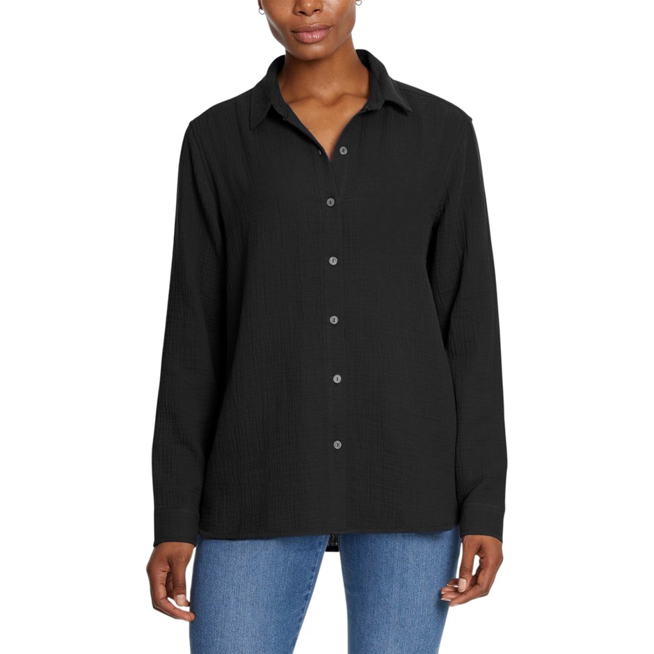 2 x BOSTON TRADERS Women's Gauze Shirt, Size XL, 100% Cotton, Black.