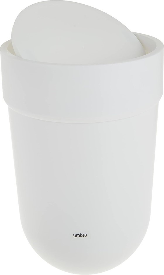 UMBRA Touch, Small Trash, Swing Waste Basket, Garbage Can with Lid for Wash