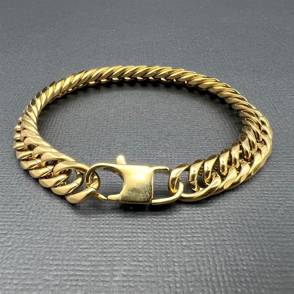 18K Gold-Filled Cuban Chain Bracelet, 9.5MM Wide - 20.3cm