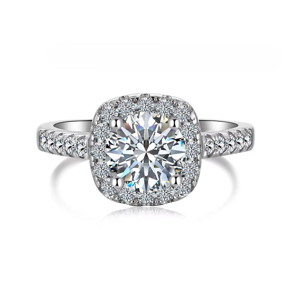 1.59ct Round Cut GRA Certified Moissanite 925 Sterling Silver Ring - Size 6