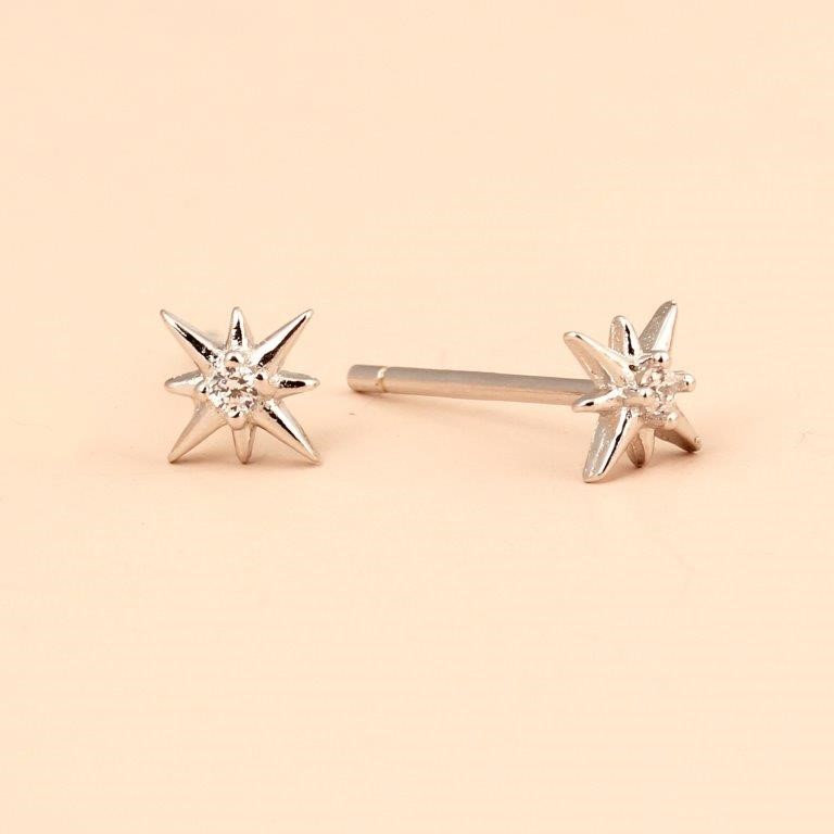 Starburst Stud 999 Sterling Silver Earrings - Silver