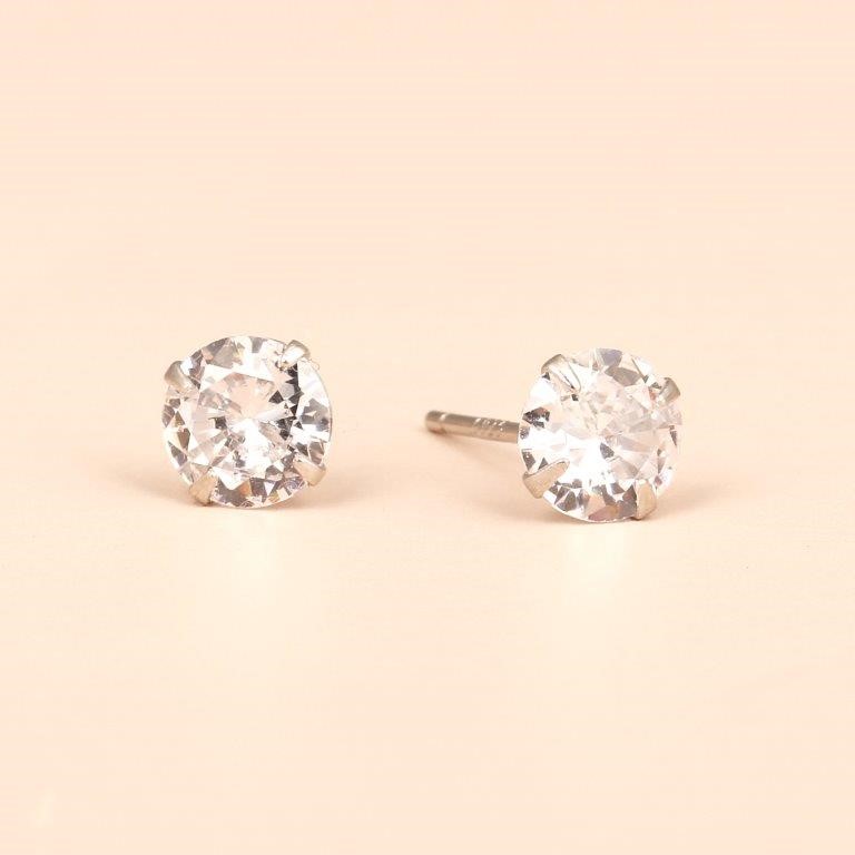 Round Stud Earrings - 925 Sterling Silver