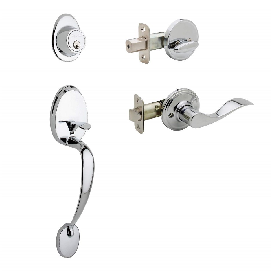 COPPER CREEL CZ2610XWLL-PS Mid Century Modern Front Door Handle Set with Le