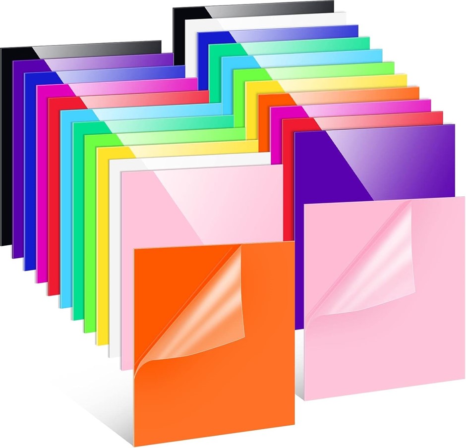 REMERRY 24 Pcs 12 x Inch Colored Acrylic Sheets 0.08 Thick for Laser Cuttin