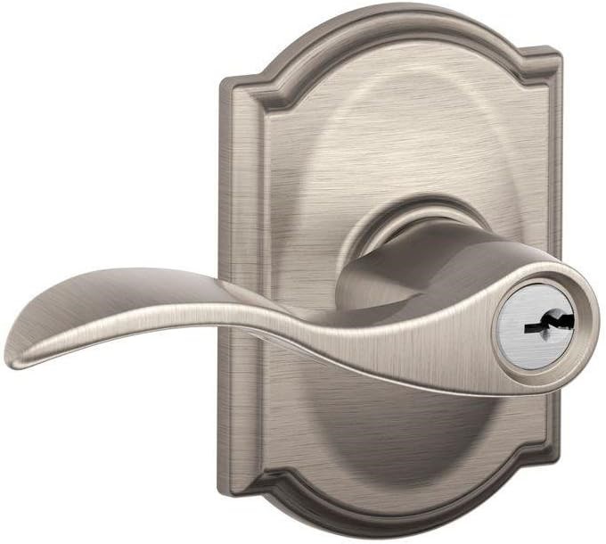 SCHLAGE F51A Acc 619 CAM Accent Lever with Camelot Trim Keyed Entry Lock, S