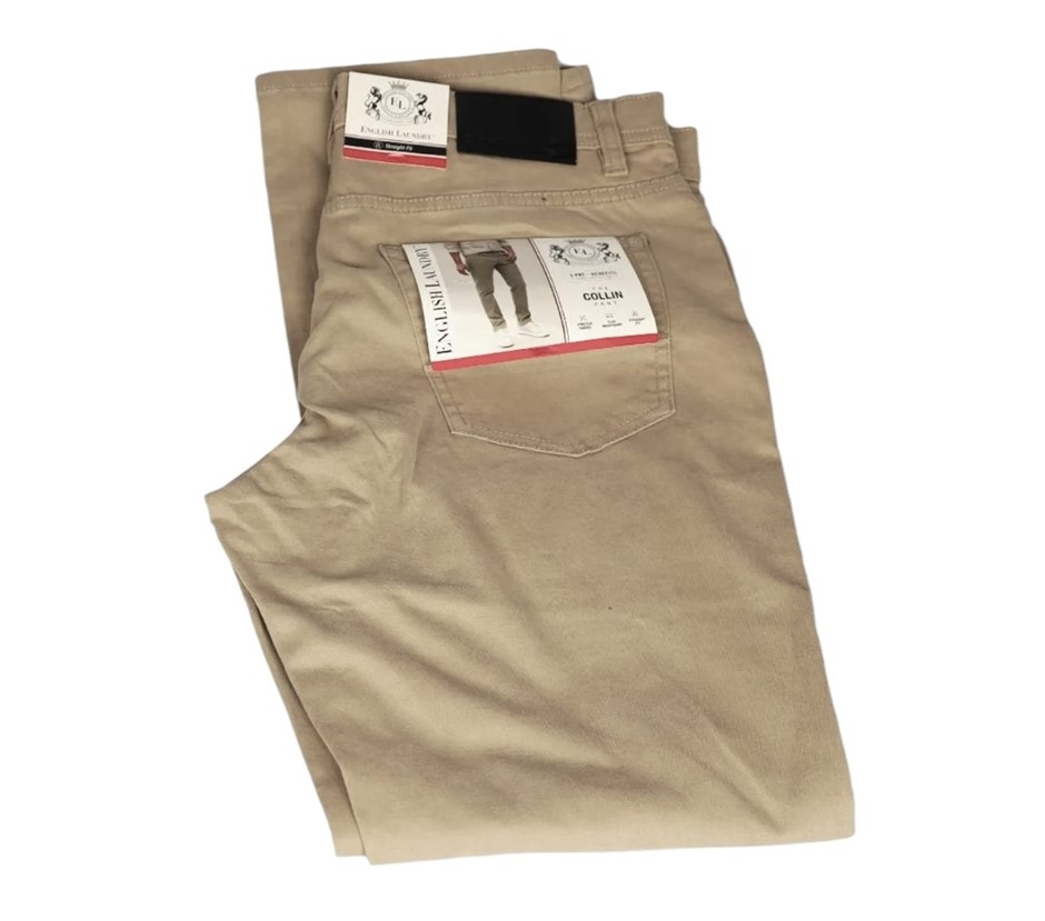 ENGLISH LAUNDRY Men's Collin Straight Pants, Size 32x32, 98% Cotton, Tan (2