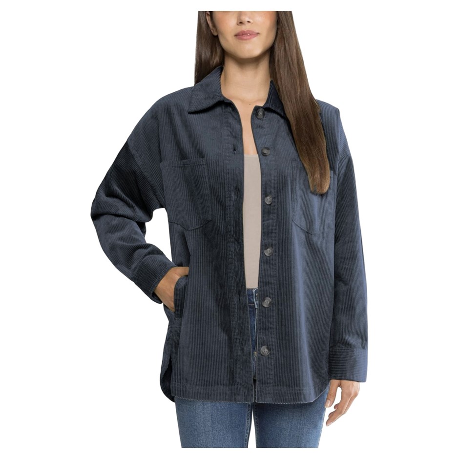MATTY M Women's Corduroy Shirt Jacket, Size M, 98% Cotton, Denim. Buyers N