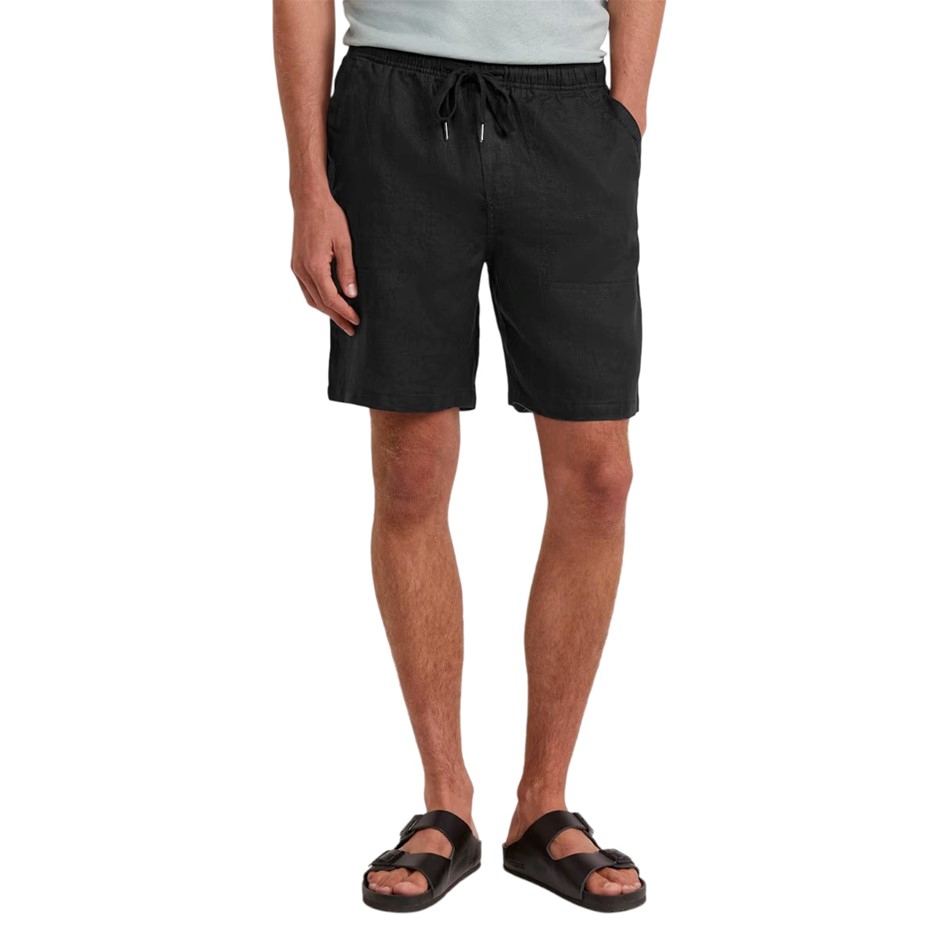 SABA Men's Linen Blend Short, Size 2XL, 55%Linen/45%Cotton, Washed Black, A