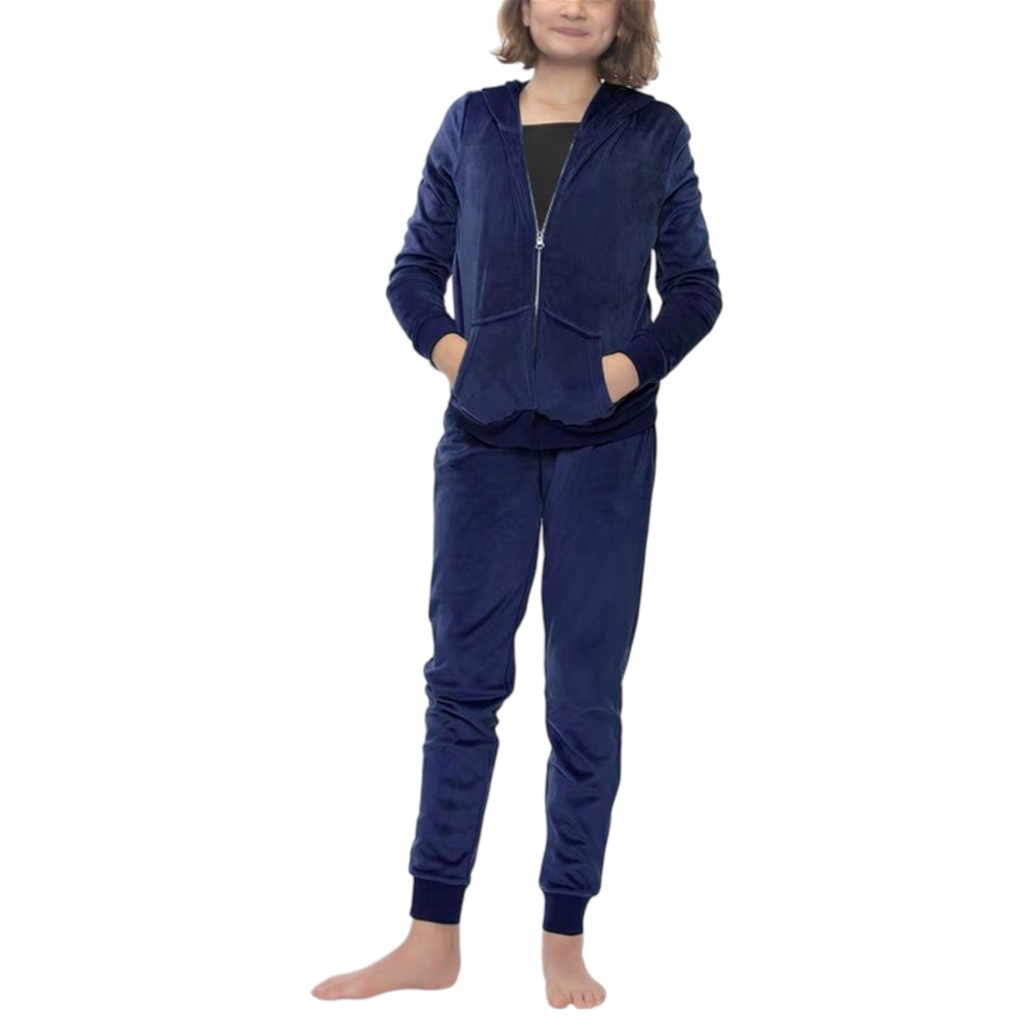 JEZZIE'S Girls' 2pc Velour Set, Size S, Blue/Peacoat. Buyers Note - Discou