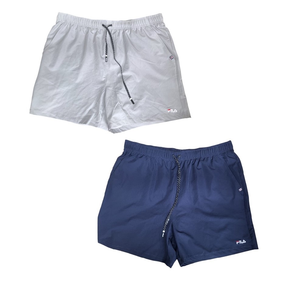 2 x FILA Men's David Run Shorts, Size 3XL, Ultimate Grey & Maritime Blue, A