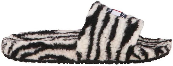 TOMMY HILFIGER Women's Animal Print Slide, Black, EU 38/US 7.5 (EN0EN01668)