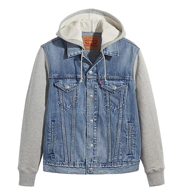 LEVI'S Men's Hybrid Hoodie Trucker Jacket, Size 2XL, 100% Cotton, Candy Man