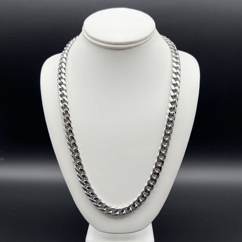 Silver-Filled Cuban Chain Necklace, 10MM Wide - 60.9cm