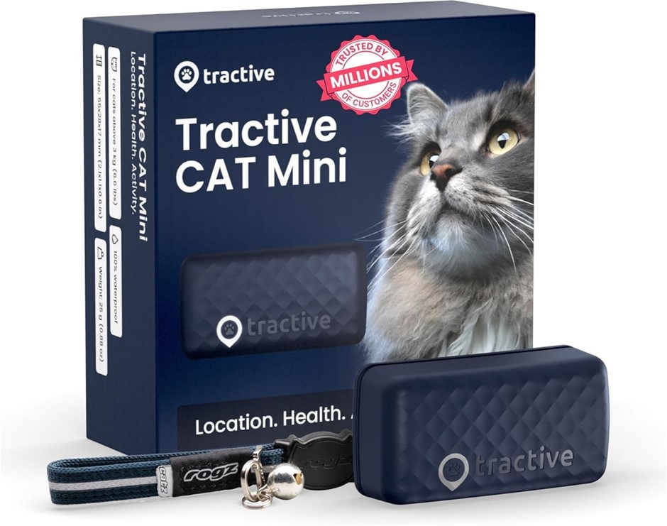TRACTIVE MINI GPS Cat Tracker Including Collar, Real-Time Location Tracking