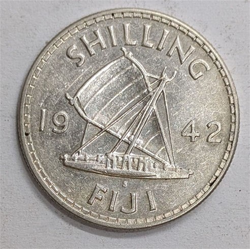 1942 FIJI King George VI SILVER Shilling Coin